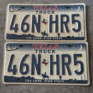 Texas TX Lone Star State License Plate 46N HR5 Set Of 2